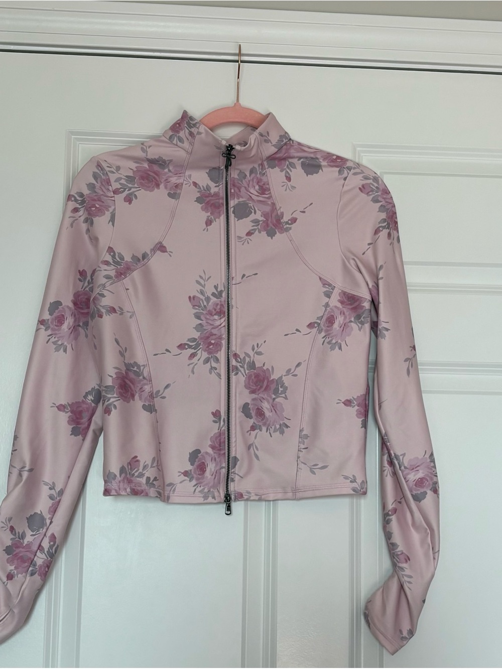 Gilly Hicks Pink Floral Zip-Front Bomber Jacket